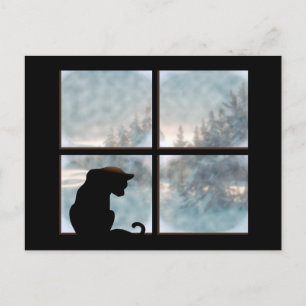 Postal gato en la ventana