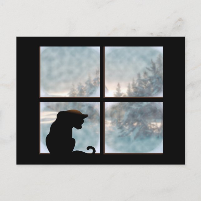 Postal gato en la ventana (Anverso)