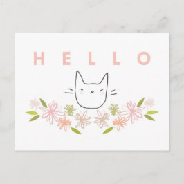 Postal Gato en los crisantemos