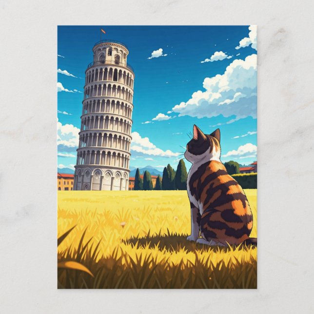 Postal Gato en Pisa Italia (Anverso)