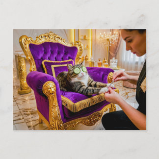 Postal Gato en silla de spa de lujo
