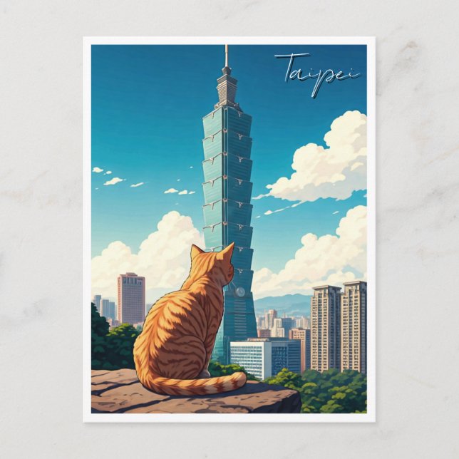 Postal Gato en Taipei 101 Taiwán (Anverso)