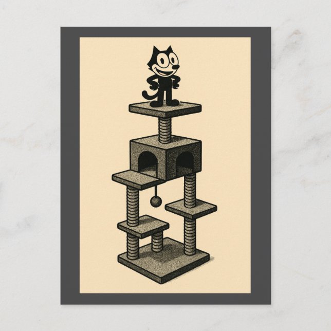 Postal Gato En Un Árbol (Anverso)