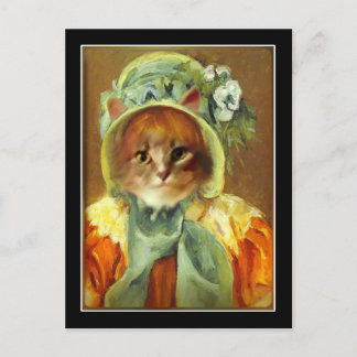 Postal Gato en un bonnet