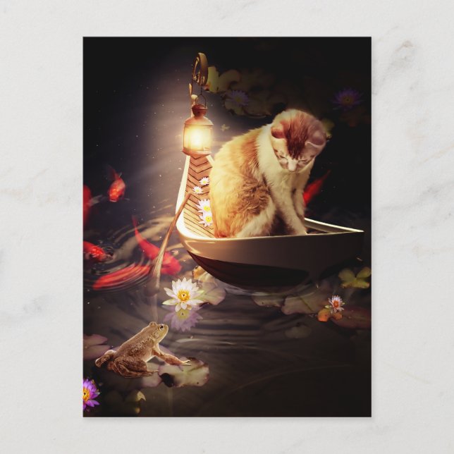 Postal Gato en un bote (Anverso)