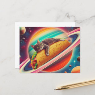 Postal Gato en un planeta taco