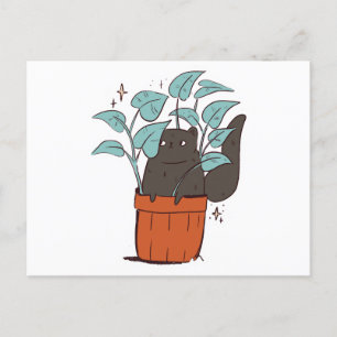 Postal Gato en una planta doméstica