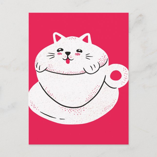 Postal Gato en una taza de té (Anverso)