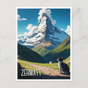 Postal Gato en Zermatt Suiza Matterhorn