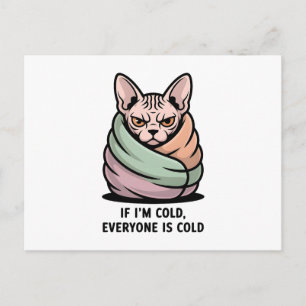 Postal Gato Esfinge Enojado Arte de Dibujos Animados de H