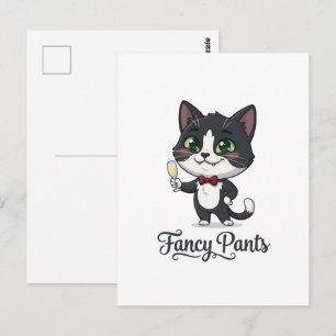 Postal Gato Esmoquin de Pantalones Elegantes Brinda