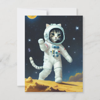 Postal Gato espacial astronauta
