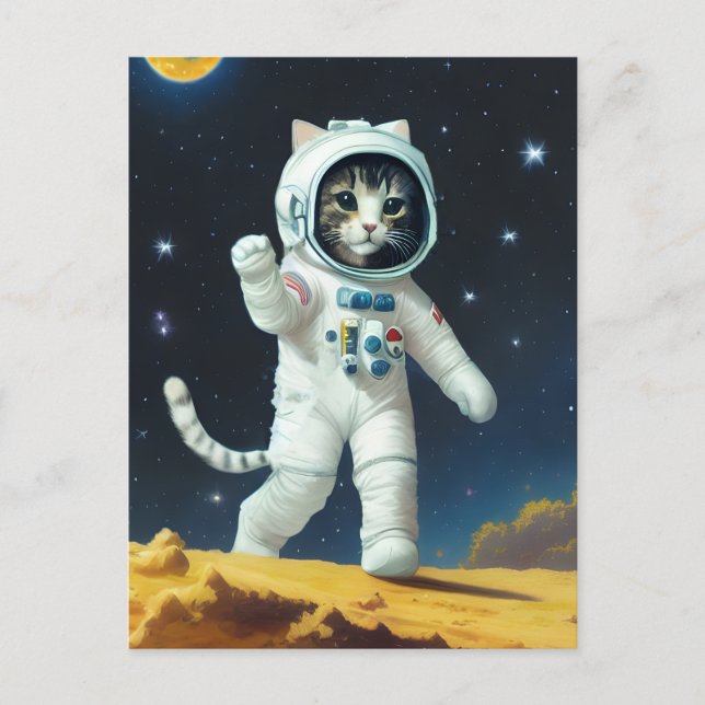 Postal Gato espacial astronauta (Anverso)