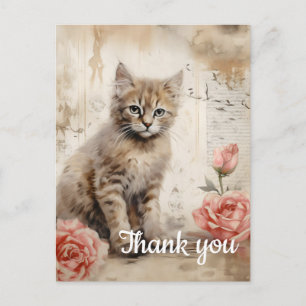 Postal Gato esponjoso Gracias 13