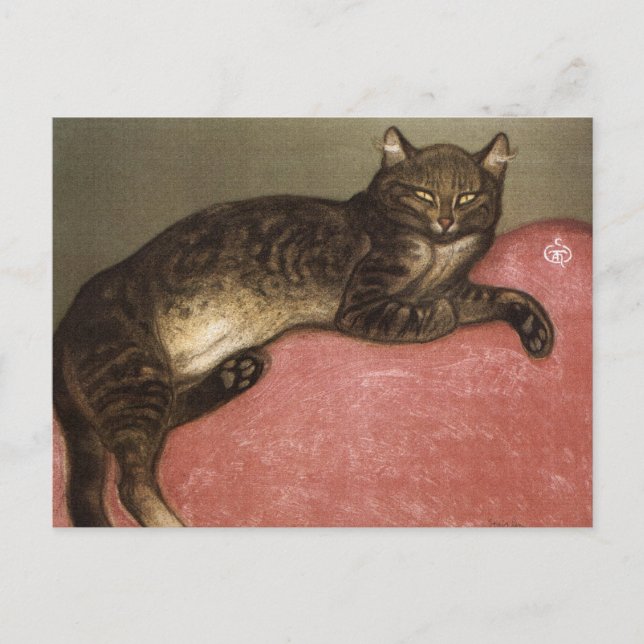 Postal Gato extendido en Sofa - por Theophile Steinlen (Anverso)