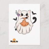 Gato fantasma lindo con calabaza | Mug de Hallowee