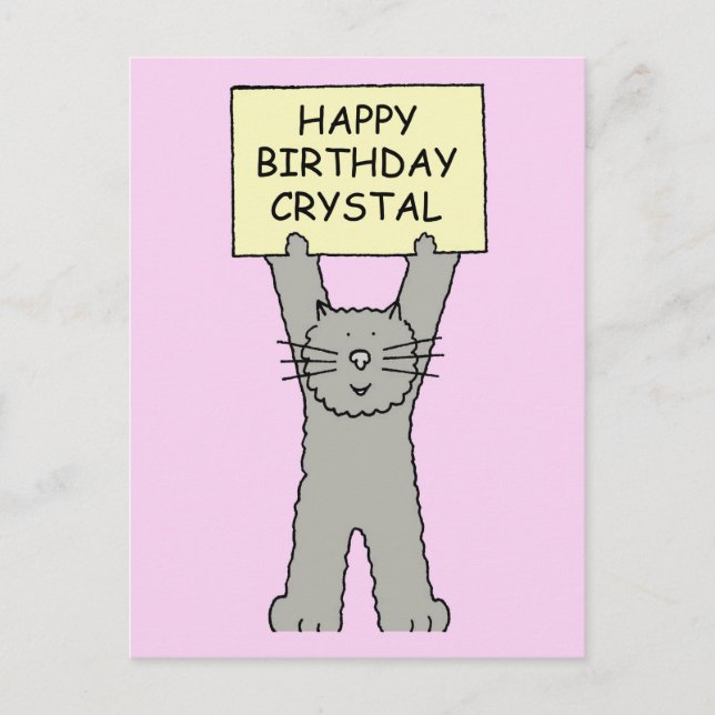 Postal Gato feliz cumpleaños de Personalizado Crystal (Anverso)
