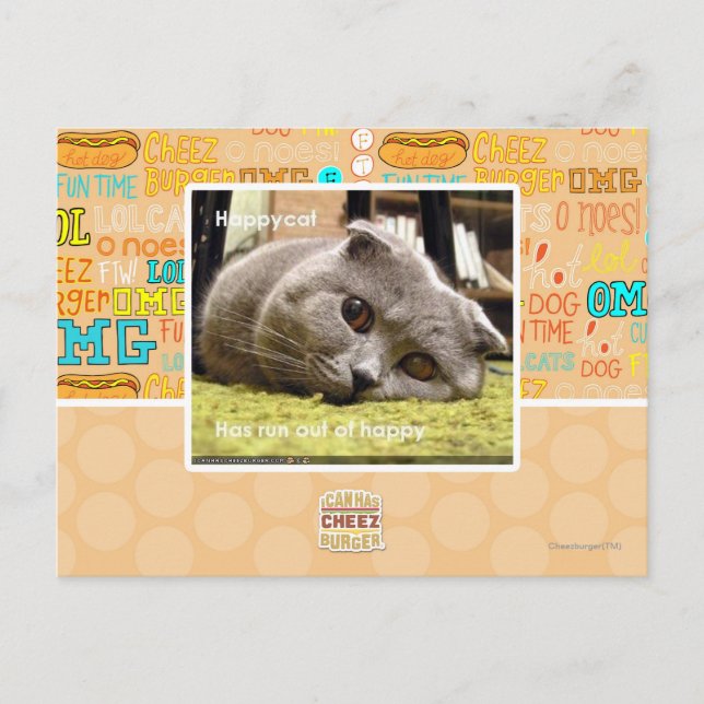 Postal Gato feliz, descontento (Anverso)