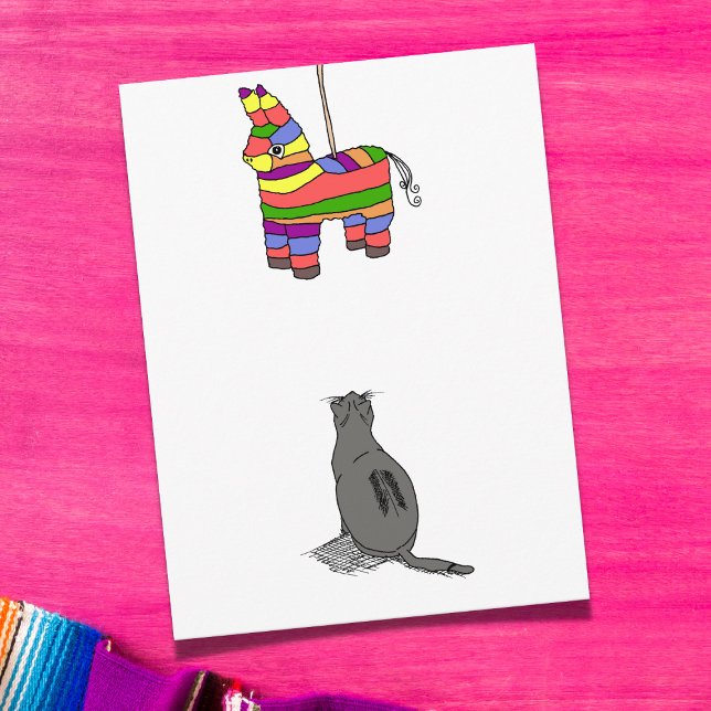 Postal Gato fiesta y piñata (Subido por el creador)