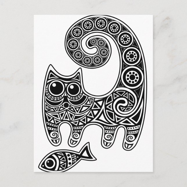 Postal Gato floral (Anverso)