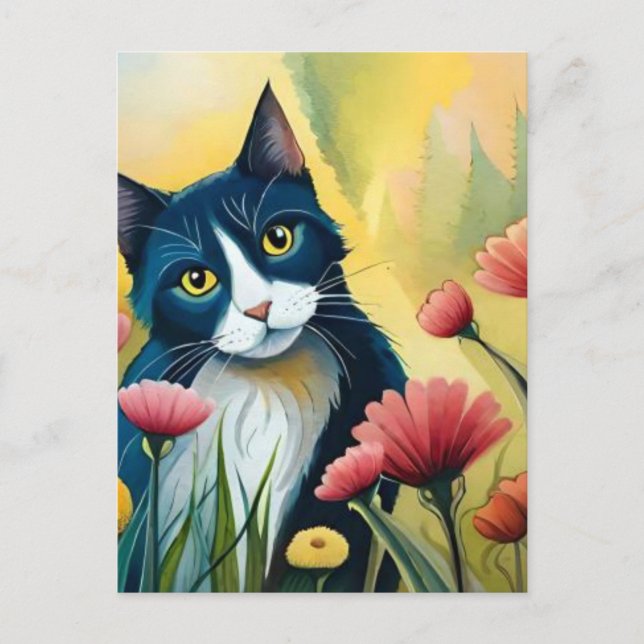 Postal gato FLoral (Anverso)