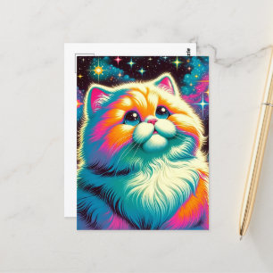 Postal Gato Fluffy Space