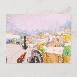 Postal Gato francés en el techo