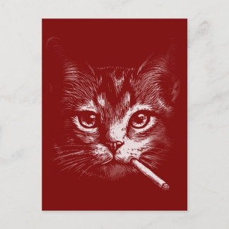 Postal Gato Fumando Divertido