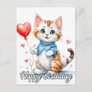 Postal Gato gatito animal de fiesta - Feliz cumpleaños