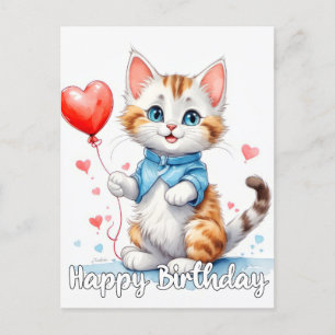 Postal Gato gatito animal de fiesta - Feliz cumpleaños