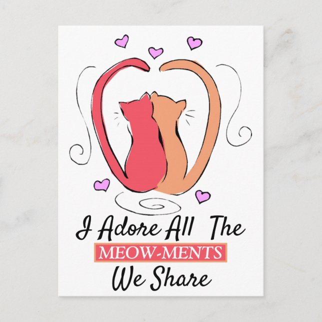 Postal Gato gatito, clavos del corazón adoro todos los mi (Anverso)