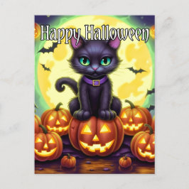 Postal Gato gatito gatito adorable | Feliz Halloween