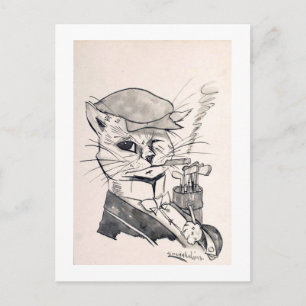 Postal Gato Golfer, Louis Wain