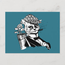 Postal gato golfing divertido