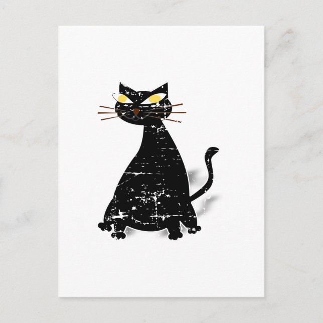Postal Gato Gordo Negro Afligido (Anverso)
