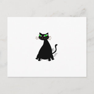 Postal Gato Gordo Negro Con Ojos Verdes