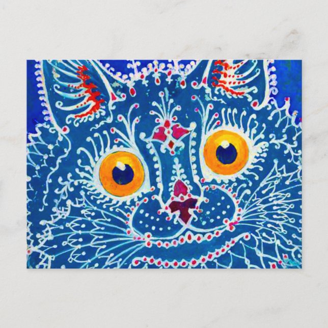 Postal Gato gótico azul (Anverso)