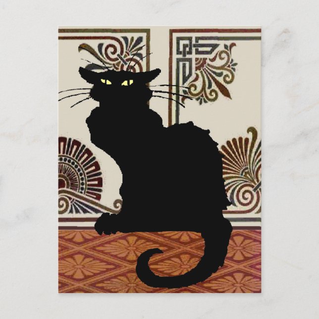 Postal Gato gótico negro (Anverso)