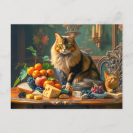 Postal Gato grácil en el arte de la vida en la fruta