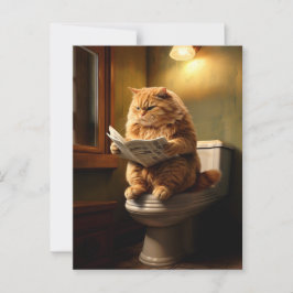 Postal Gato gracioso en el inodoro | Quirky Baño Humor