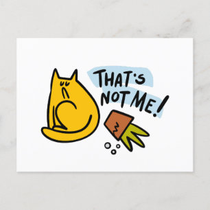 Postal Gato gracioso y una maceta de flores volteada