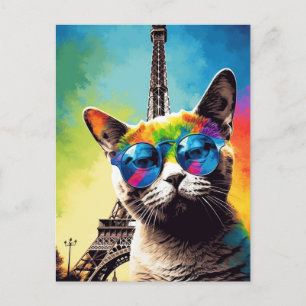 Postal Gato gris en París