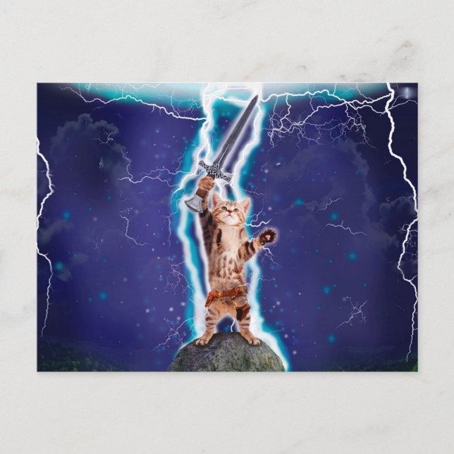 Postal Gato guerrero trueno (Anverso)