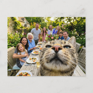 Postal Gato hace una foto bomba en la cena familiar del j