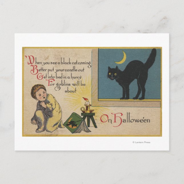 Postal Gato Halloween GreetingBlack (Anverso)