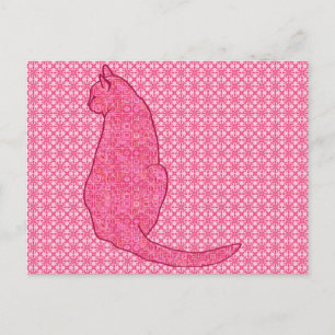 Postal Gato japonés - Batik rosa de fucsia