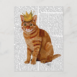 Postal Gato jengibre con corona llena