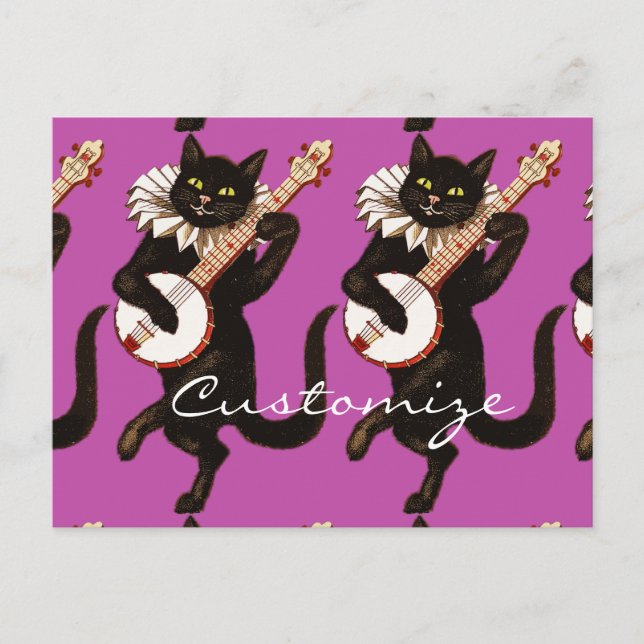 Postal Gato jugando Banjo Thunder_Cove (Anverso)