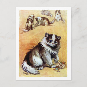 Postal Gato jugando con joyas, Louis Wain