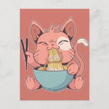 Gato Kawaii comiendo Ramen